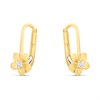 9ct Gold Flower CZ Centre Hoop Earrings - G2218