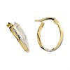 9ct Gold Two Colour Twist Hoop Earrings - 20mm - G2446