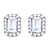 9ct White Gold Radiant Cubic Zirconia Cluster Stud Earrings - 7mm - G2787