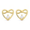 9ct Gold Cubic Zirconia Infinity Heart Stud Earrings - 6mm - G2789