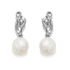 9ct White Gold Freshwater Pearl And Diamond Drop Earrings - 15mm - G3109