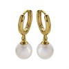 9ct Gold Freshwater Pearl Hoop Drop Earrings - 20mm drop - G3128