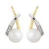 9ct Gold Two Colour Pearl And Diamond Stud Earrings - 13mm - G3135