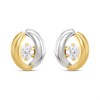 9ct Two Colour Gold CZ Stud Earrings - G3204