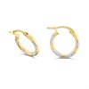 9ct Two Colour Gold Double Side Diamond Cut Hoop Earrings - G41181