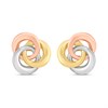 9ct Three Colour Gold Interlocking Circle Stud Earrings - G4662