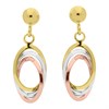 9ct Gold Three Colour Entwined Oval Drop Earrings - 20mm drop - G4822