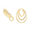 Bonded Silver And 9ct Gold Crystal Triple Hoop Earrings - G9948