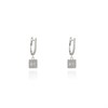 Cachet London Silver Tone Square Halo Drop Hoop Earrings - J74156