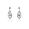 Cachet London Silver Tone Pear Halo Drop Earrings - J74174