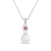 Cachet London Silver Tone Ruby CZ And Pearl Pendant - J74214