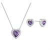 Radley RYJ2475-SET Silver Purple CZ Heart Stud Earrings And Pendant Set - J81178