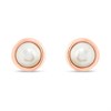 Olivia Burton OBJCOE219 9ct Rose Gold Plated Silver Classic Pearl Stud Earrings - J97101