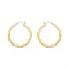 Bonded Silver And 9ct Gold Twisted Brushed Hoop Earrings - M3014