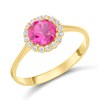 9ct Gold Pink And Clear CZ Claw Set Ring - R6156