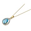 9ct Gold Blue Topaz And  Diamond Teardrop Necklace - 6pts - R8375