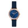 Fossil BQ3858 Laney Rose Tone Blue Dial Navy Leather Strap Watch - W10448