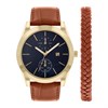 Spirit ASPG39 Tan PU Leather Strap Watch And Bracelet Set - W27231