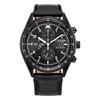 Citizen CA0775-01E Eco-Drive Chrono Blk IP Black Leather Strap Watch - W38539
