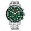 Citizen CA0851-56X Eco-Drive Chrono Stainless Steel Green Dial Bracelet Watch - W38541