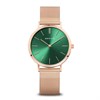 BERING 14134-368 Rose Tone Green Dial Mesh Bracelet Watch - W74264