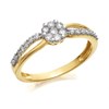 9ct Gold Diamond Crossover Cluster Ring - 1/3ct - d6014