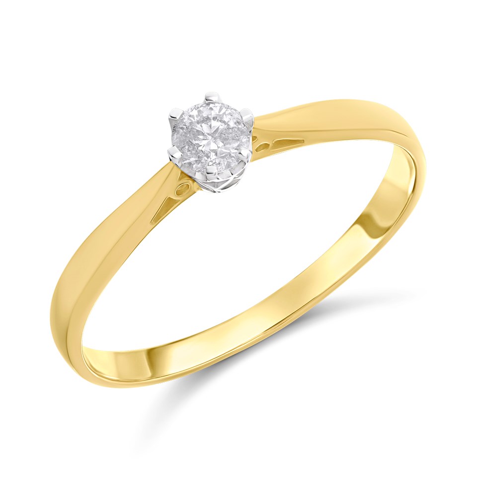 9ct Gold Solitaire Diamond Ring, 1/4ct - D5038