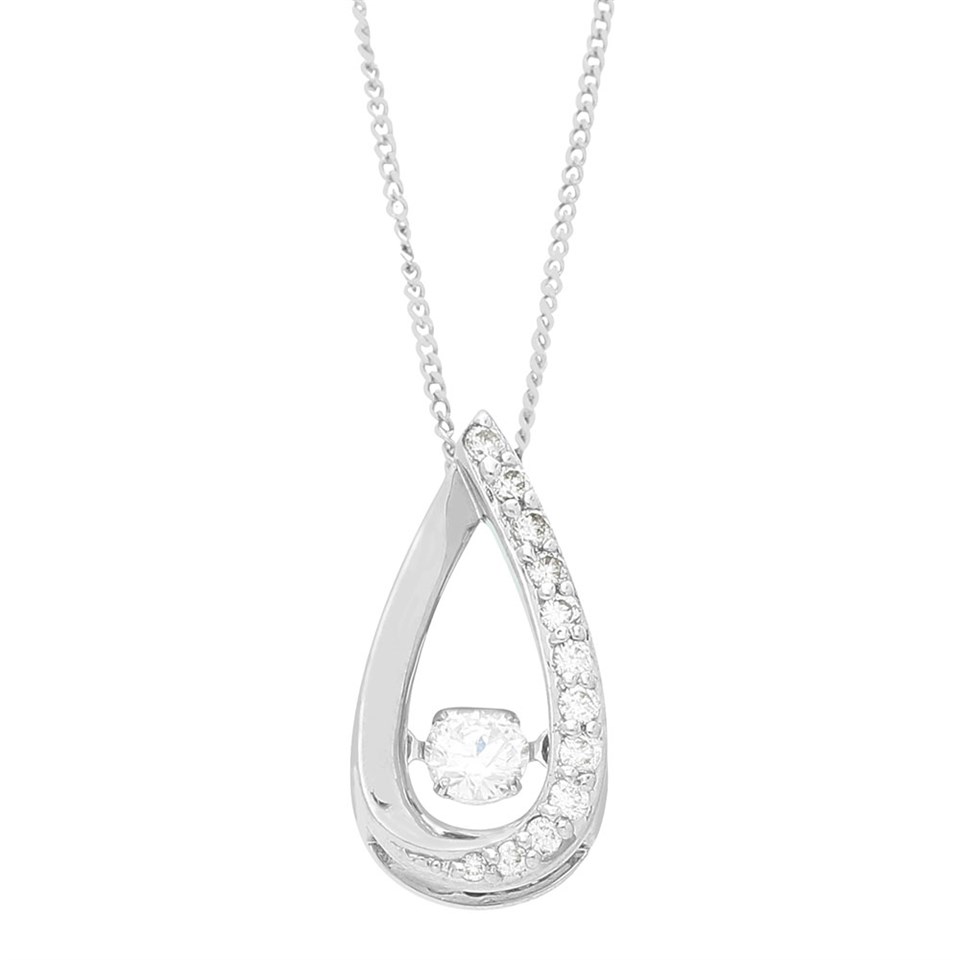 Dancing Diamonds 9ct White Gold Diamond Necklace - D56130