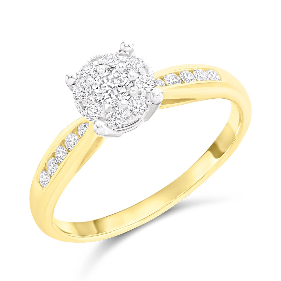 9ct Gold Diamond Starburst Cluster Ring 36pts D6092 - Main Image