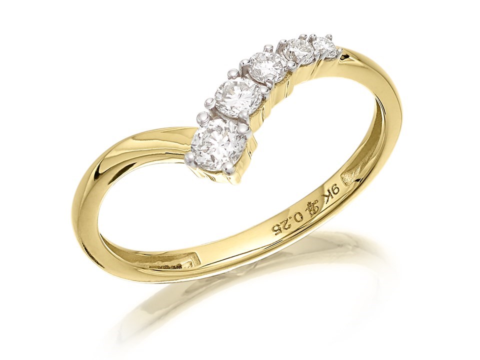 9ct Gold Five Stone Diamond Wishbone Ring - 1/4ct - D80108 | Chapelle ...