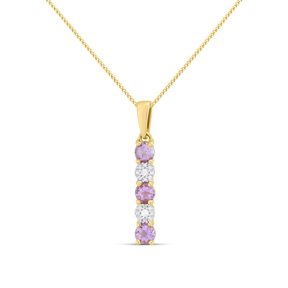 9ct Gold Amethyst And Diamond Necklace - D95129