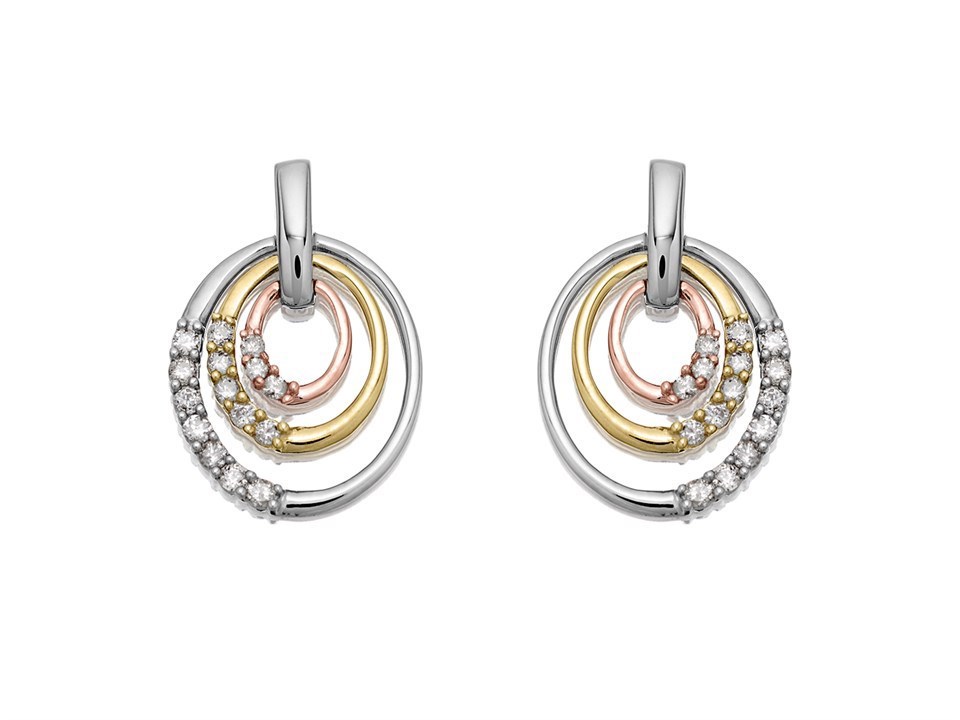 Three diamond drop earrings on sale
