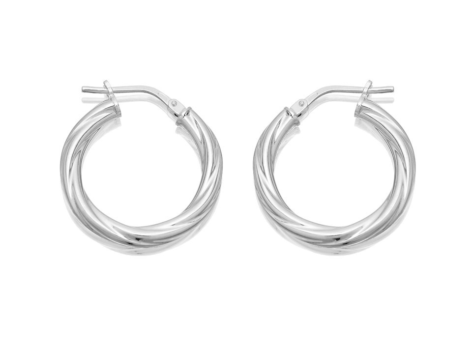 Silver Twisted Hoop Earrings - 20mm - F1362