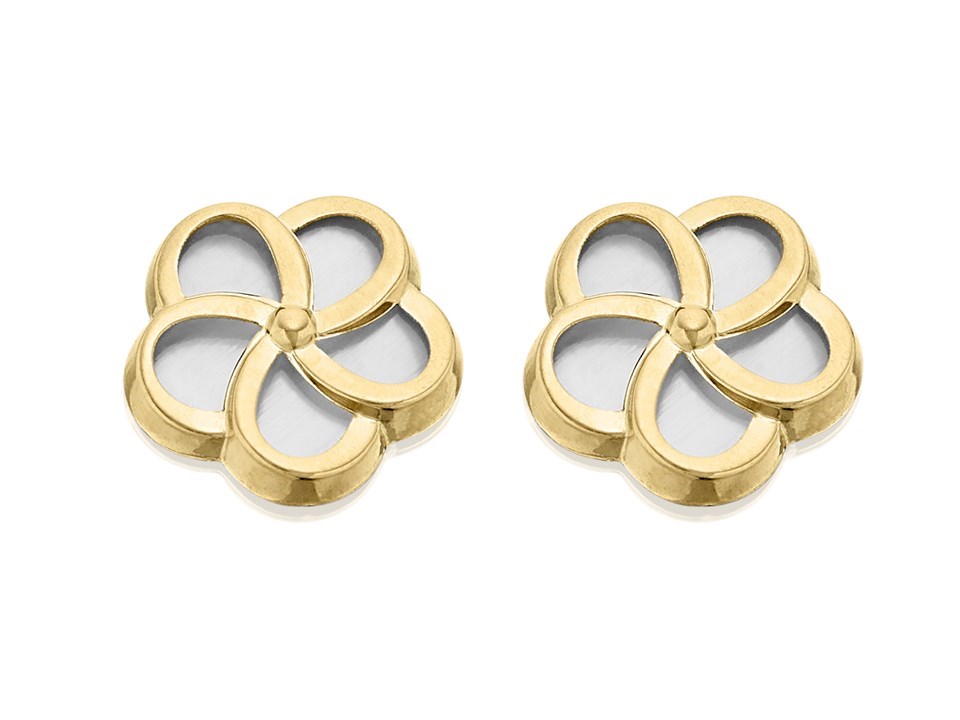 9ct Gold Mother-Of-Pearl Flower Earrings - G0658