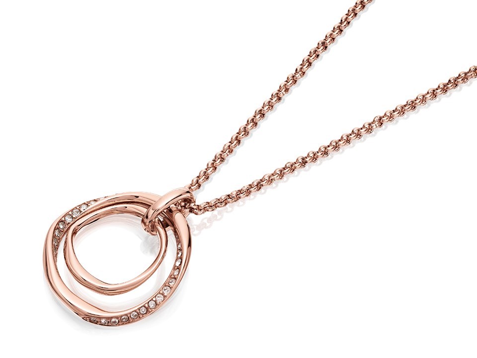 Fossil JF01301791 Classics Rose Tone Crystal Circle Necklace J49147 - Main Image