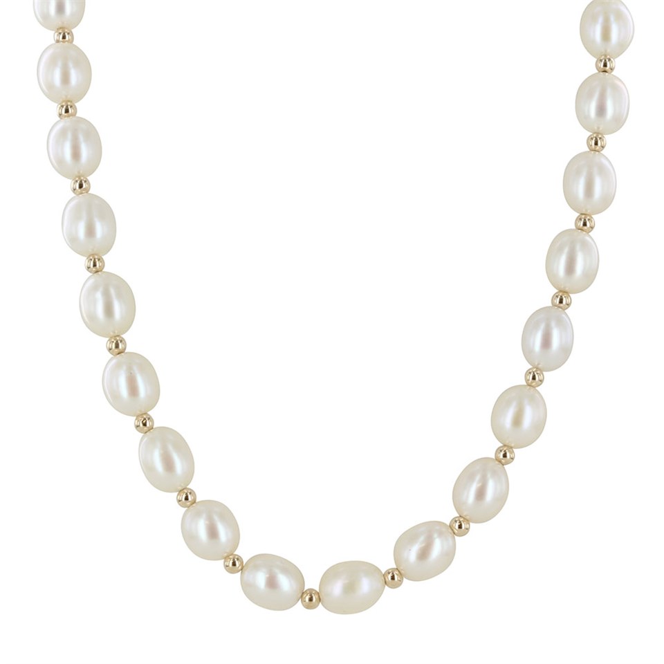 9ct Gold, Cultured Fresh Water Button Pearl Pendant in White | Prouds