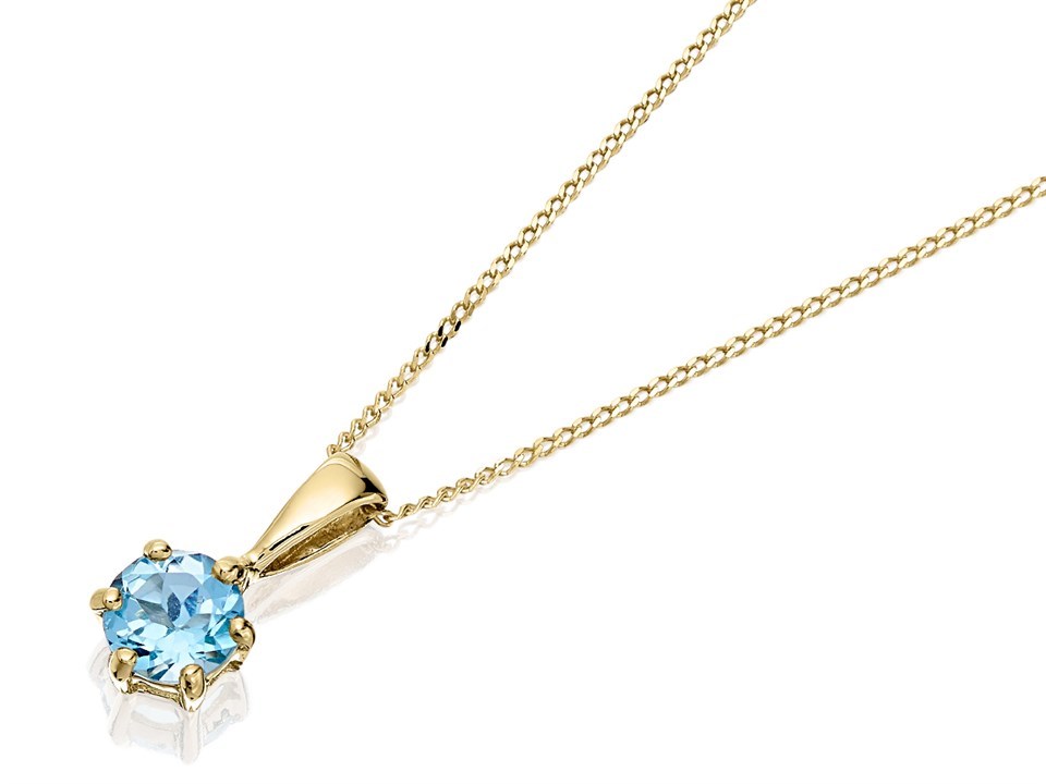 Solid Gold Sky Blue Topaz Necklace | Maya Magal London