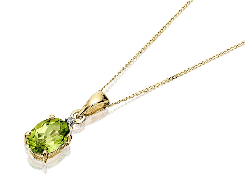 Peridot Necklace in 18k Gold with Diamond Halo — Pratima Design Fine Art  Jewelry Maui, Hawaii