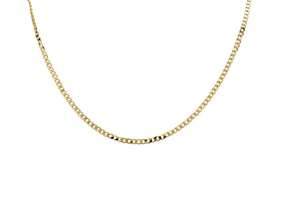 9ct Gold 2.8mm Wide Diamond Cut Solid Curb Chain - 18in - R9007