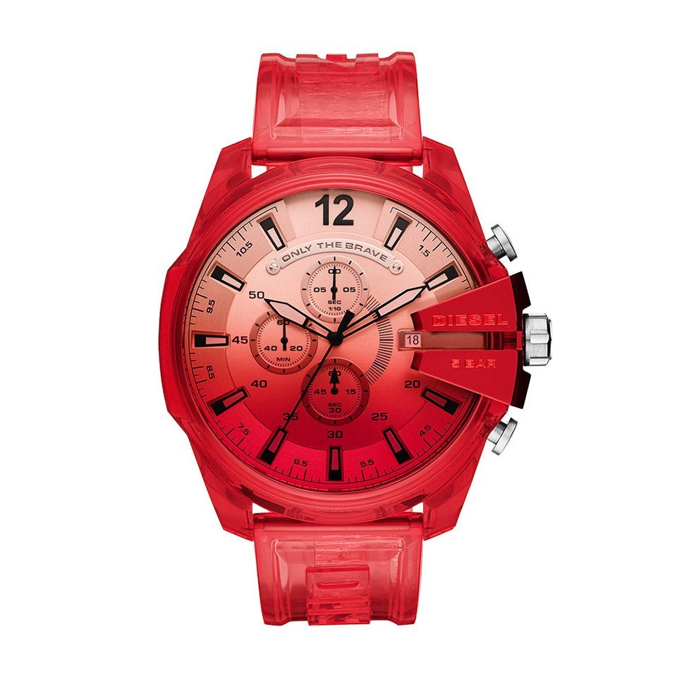 Diesel DZ4534 Mega Chief Chronograph Red Plastic Strap Watch Diesel DZ4534 Mega Chief Chronograph Red Plastic Strap Watch
