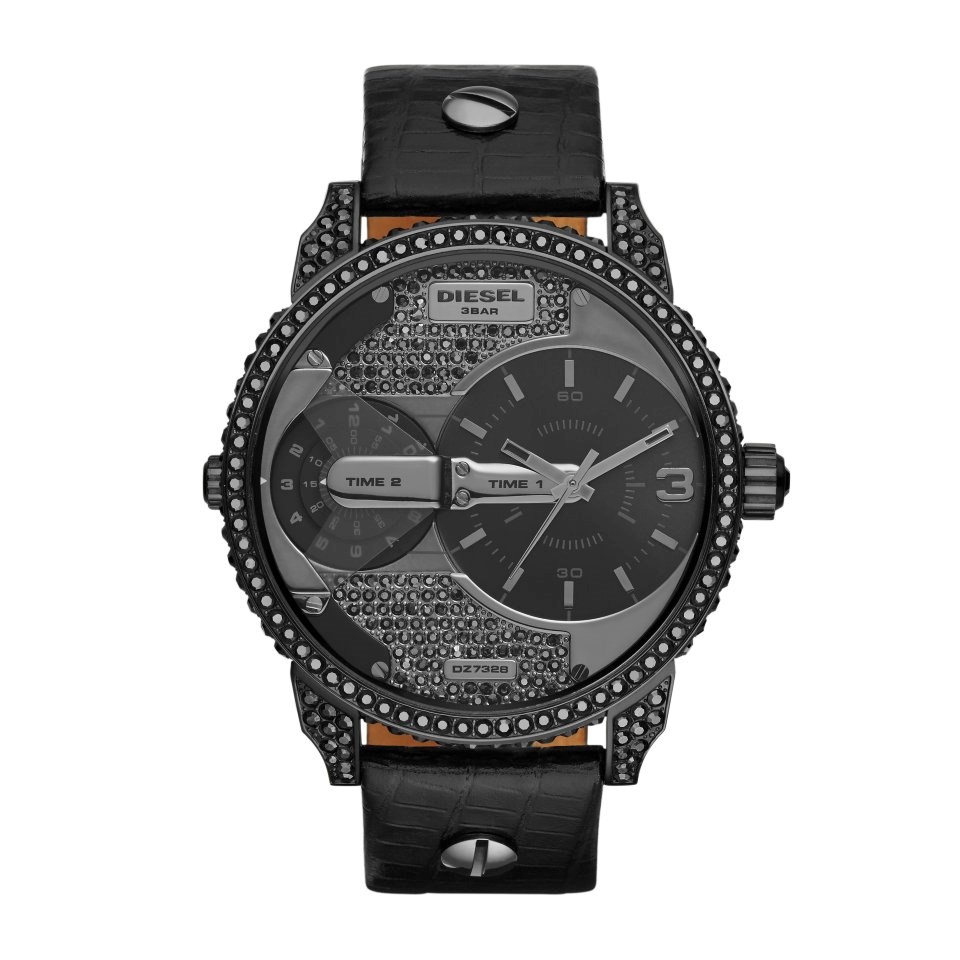 Diesel DZ7328 Mini Daddy Stone Set Dual Time Watch - W11214