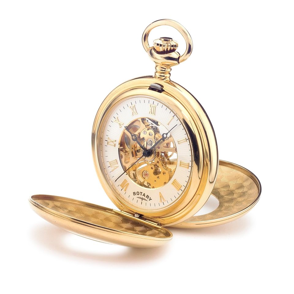 Rotary MP00713/01 Gold Plated Skeleton Pocket Watch W13283