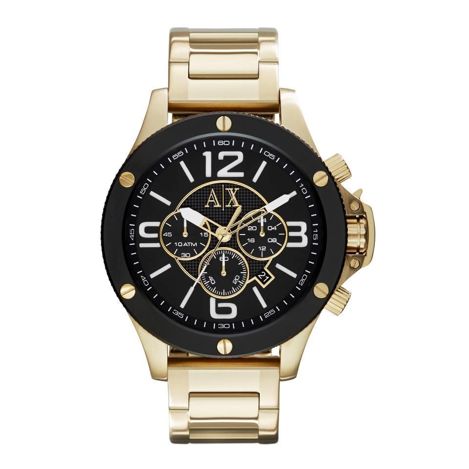 Armani exchange watch cheap gold and black