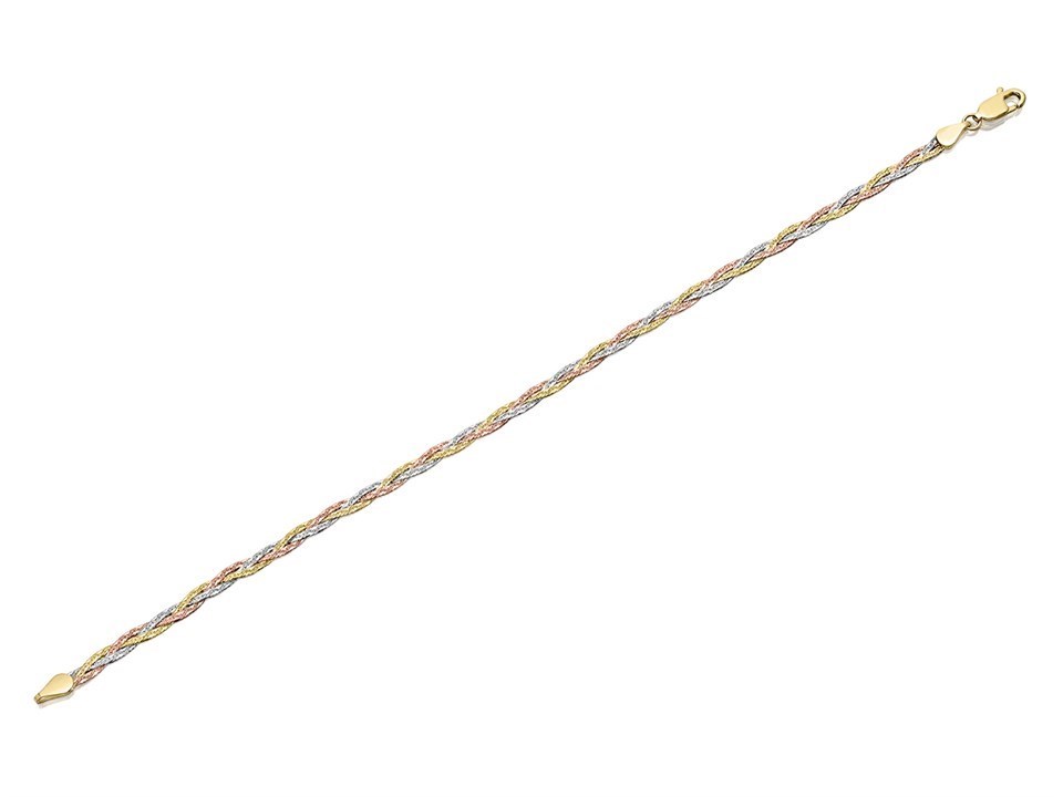 9ct three colour gold plaited 